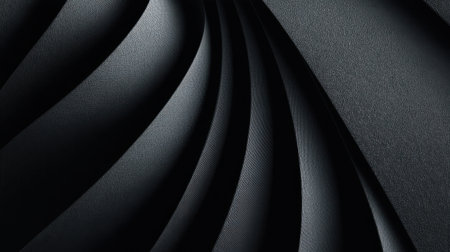 A stunning image showcasing black fabric with elegant curves and drapes. Ideal for design projects, fashion themes, or artistic backgrounds, creating a luxurious atmosphere.の素材