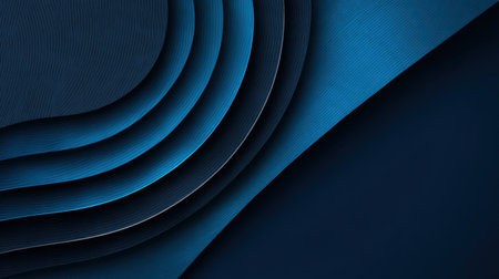 A stunning abstract background featuring deep blue layers with smooth curves and lines, perfect for technology themes and modern digital designs, adding elegance and depth.の素材