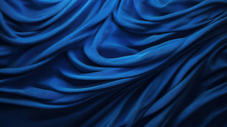 This image showcases an elegant deep blue fabric with soft creases, perfect for use in backgrounds, textile designs, or artistic projects, offering a vibrant and sophisticated look.の素材