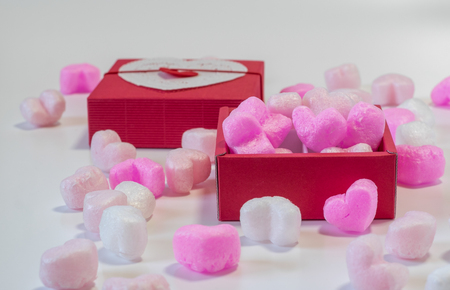 Heart shaped in gift boxの写真素材