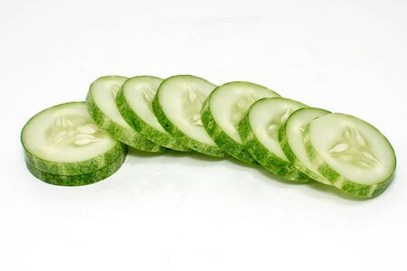 Cucumbers on white backgroundの写真素材