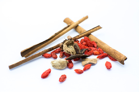 Spices on white backgroundの写真素材