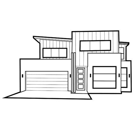 Modern style house with simple, comfortable design. Home is the residence that everyone needs. Help facilitate sun protection And rain and weather and helps to keep warm with familyのイラスト素材