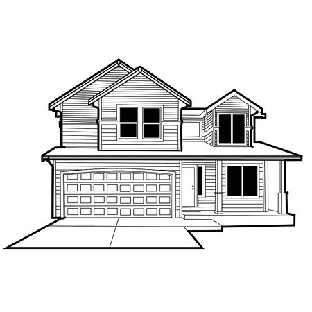 Modern style house with simple, comfortable design. Home is the residence that everyone needs. Help facilitate sun protection And rain and weather and helps to keep warm with familyのイラスト素材
