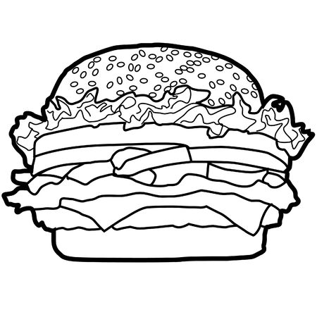 Hamburger is a popular Western food that is easily eaten, delicious, popular in the world and there are everywhere in fast-food mealのイラスト素材