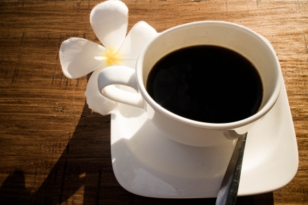 Black Coffee with flowerの写真素材