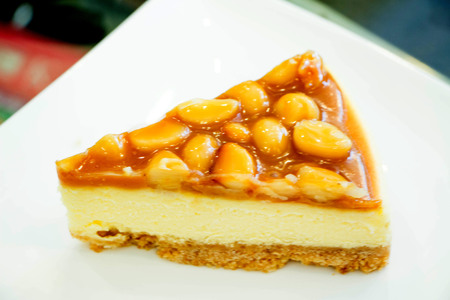 aramel and macadamia Cheesecakeの写真素材