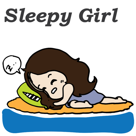 sleepy girl vector characterのイラスト素材