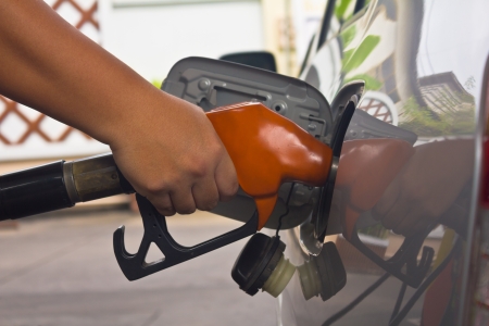 fill up fuel at gas stationの写真素材