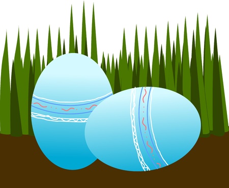 Easter eggs on groundのイラスト素材