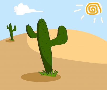 Cactus grows in the arid desert.のイラスト素材