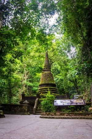 Old pagoda in the jungle, covered with moss.のeditorial素材