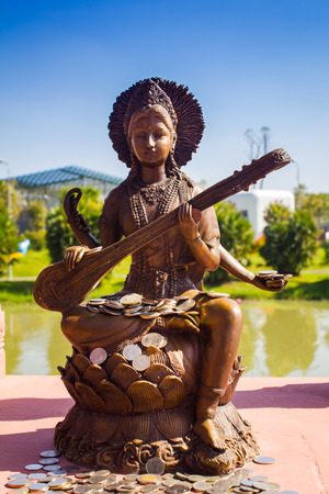 Saraswati is the Hindu goddess of knowledge, music, arts and science.の写真素材