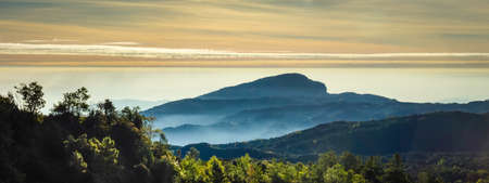 Broad panorama of the highest mountain in Thailand