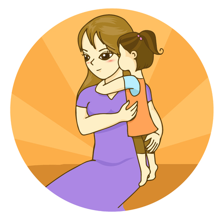 A little girl hug her motherのイラスト素材