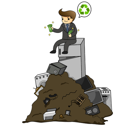 Businessman get rich from waste electrical by recyclingのイラスト素材