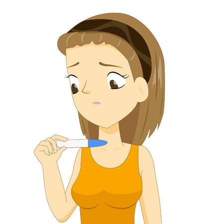 Young Woman Disappointed Over a Negative Pregnancy Test Resultのイラスト素材