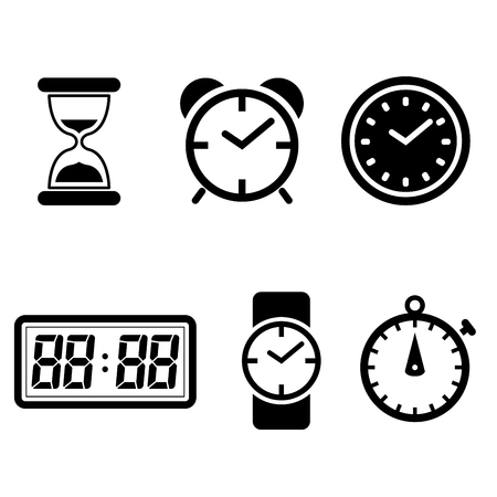 clock vector icons set clock symbol isolated on white background illustrationのイラスト素材