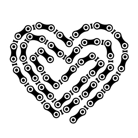 Bicycle chain heart isolated on white background vectorのイラスト素材