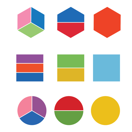 Equal Shares and Halves isolated on white background vector illustrationのイラスト素材