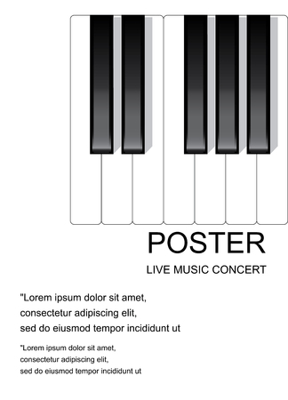 Piano icon and keys of piano concept modern music print and web design  piano poster on white vector illustrationのイラスト素材