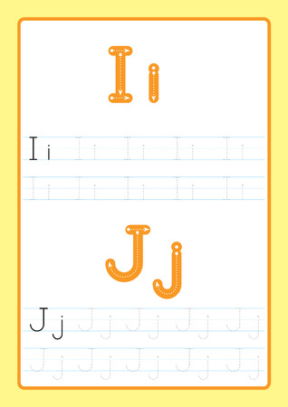 ABC Alphabet letters tracing worksheet with alphabet letters. Basic writing practice for kindergarten kids A4 paper ready to print vectorのイラスト素材