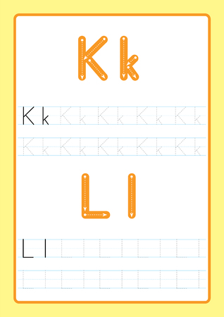 ABC Alphabet letters tracing worksheet with alphabet letters. Basic writing practice for kindergarten kids A4 paper ready to print vectorのイラスト素材