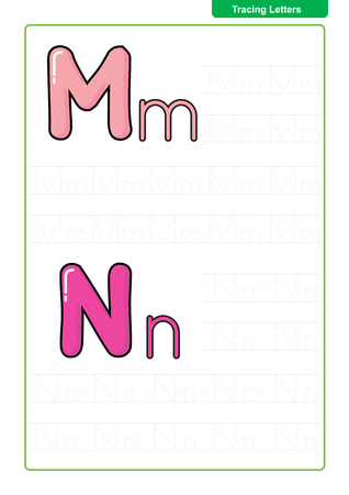 ABC Alphabet letters tracing worksheet with alphabet letters. Basic writing practice for kindergarten kids A4 paper ready to print vector illustrationのイラスト素材