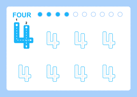Free handwriting pages for writing numbers Learning numbers, Numbers tracing worksheet for kindergartenのイラスト素材