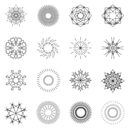 Starburst sunburst abstract explosion fireworks vector set.のイラスト素材