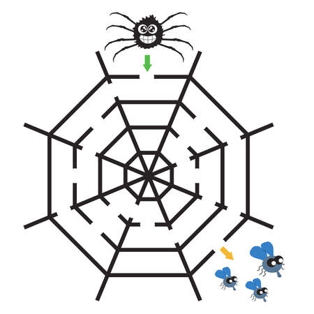 Easy maze game for kids. Printable easy maze activity worksheet. Game and activities for kids. Games for Homeschooling.のイラスト素材