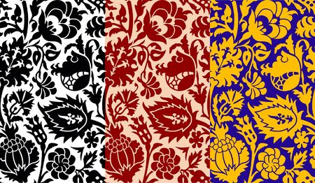 Seamless old-fashioned ornamental floral patterns 