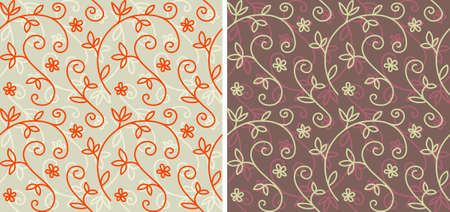 Floral seamless pattern in two color palettesのイラスト素材