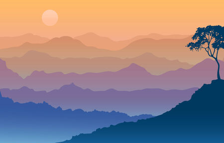 sunrise in mountain rangesのイラスト素材