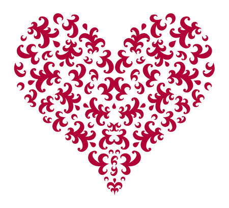  heart with floral swirl elementsのイラスト素材