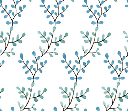 Watercolor vector seamless pattern with floral elementsのイラスト素材