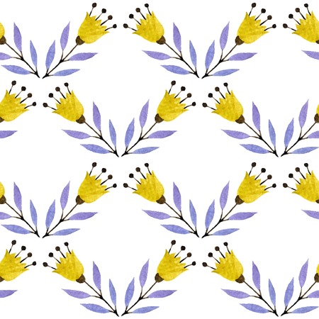 Watercolor vector seamless pattern with floral elementsのイラスト素材