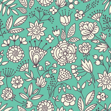Vector seamless pattern with cute floral elementsのイラスト素材