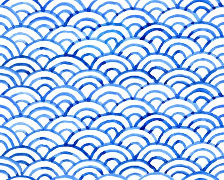 Watercolor retro fish scales texture. Vector seamless pattern.のイラスト素材