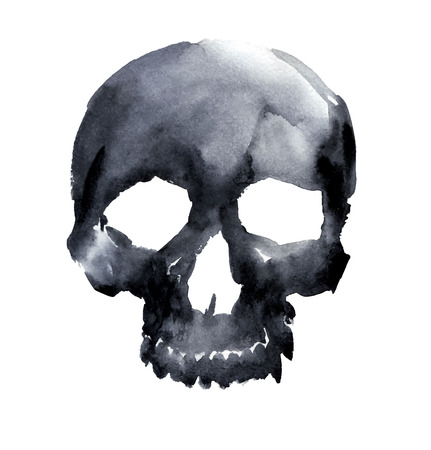 watercolor black skull. vector illustrationのイラスト素材