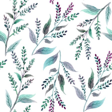 Watercolor vector seamless pattern with floral elementsのイラスト素材