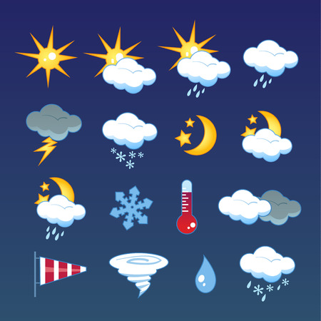 Set of 16  weather iconsのイラスト素材