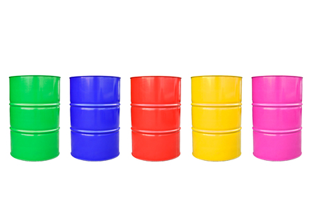 Collection color of  metal barrel isolaled on white.の写真素材