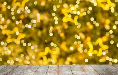 Wooden with abstract bokeh background.
