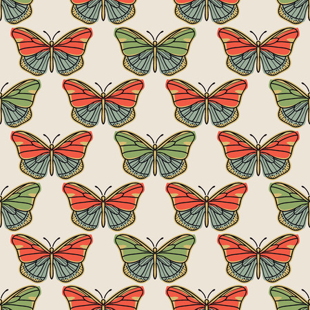 vector seamless pattern with butterfliesのイラスト素材