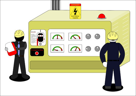 Electricians checking machineのイラスト素材