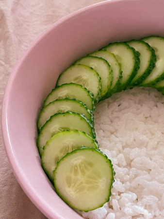 Classic Hawaiian snack - Poke. A dish with rice and vegetables, to taste and with other ingredients.の写真素材