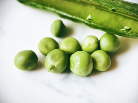 Harvest organic vegetables green peas.の写真素材