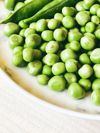 Harvest organic vegetables green peas.の写真素材