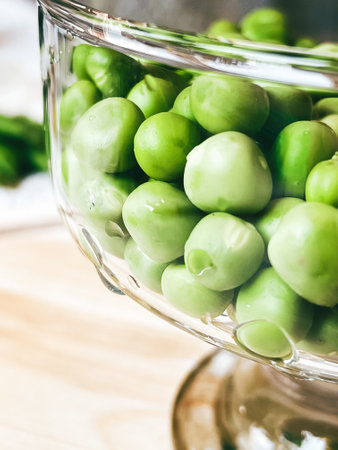 Harvest organic vegetables green peas.の写真素材